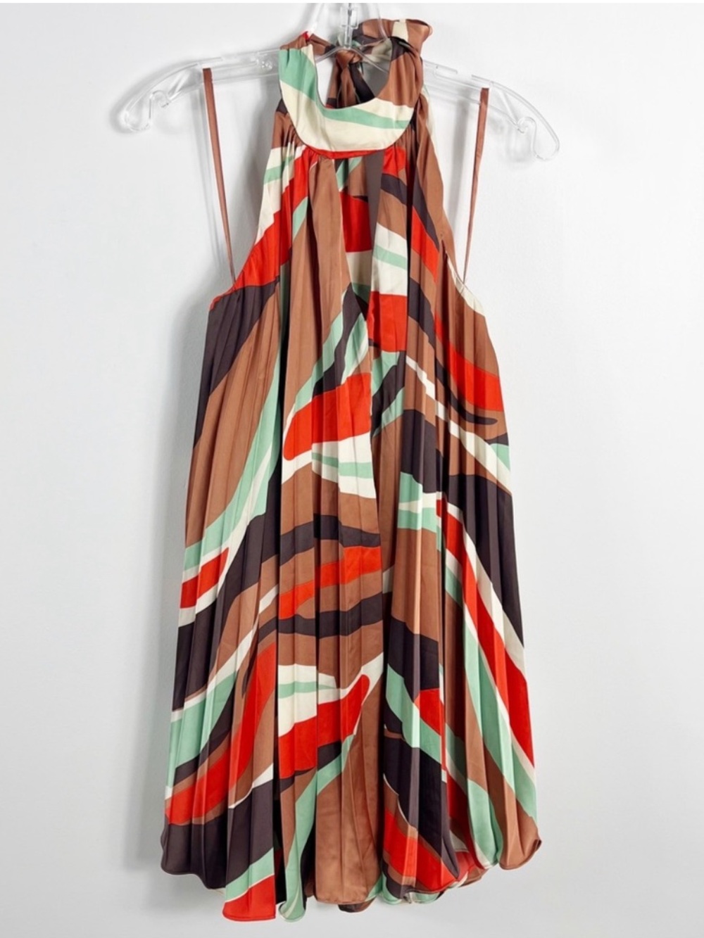 Anthropologie Halter Pleated Swing Mini fully lined Dress NWT Large - Picture 7 of 12
